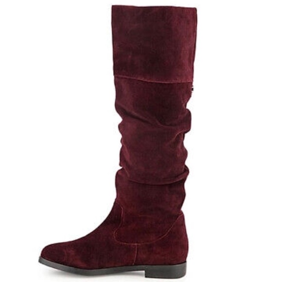 Steve Madden Balen Leather Suede Knee High Slouch Boot Burgundy 6 - Picture 1 of 16